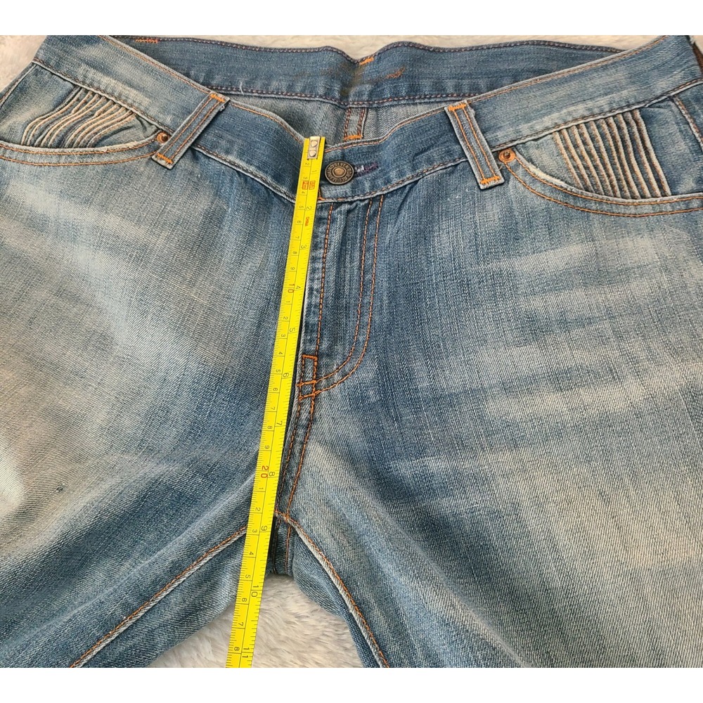 Y2K 7 For All Mankind Crinkle Pocket Bootcut Flare Jeans Light Wash Blue 29 - Picture 5 of 11
